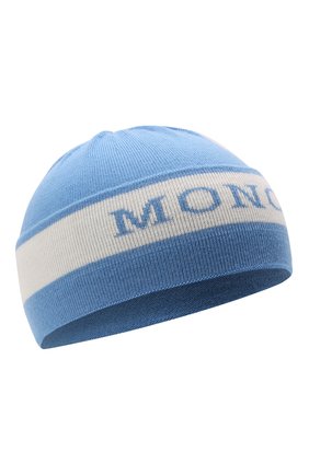 Детского шерстяная шапка MONCLER голубого цвета по цене 10400 руб., арт. G2-951-9Z712-20-A9640 | Фото 1 Детского шерстяная шапка MONCLER голубого цвета, арт. G2-951-9Z712-20-A9640 | Фото 1 (Материал: Шерсть)
