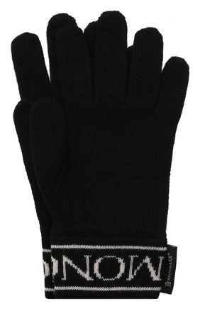 Детские шерстяные перчатки MONCLER черного цвета, арт. G2-954-9Z743-00-A9641 | Фото 1 (Материал: Шерсть, Текстиль; Региональные ограничения белый список (Axapta Mercury): RU)