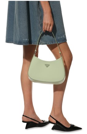 Женская сумка cleo PRADA светло-зеленого цвета, арт. 1BC499-ZO6-F0934-OOO | Фото 2 (Материал: Натуральная кожа; Сумки-технические: Сумки top-handle; Размер: medium)