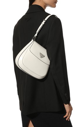 Женская сумка cleo PRADA молочного цвета, арт. 1BD303-ZO6-F0PG7-HOO | Фото 2 (Сумки-технические: Сумки через плечо; Материал: Натуральная кожа; Ремень/цепочка: На ремешке; Размер: small)