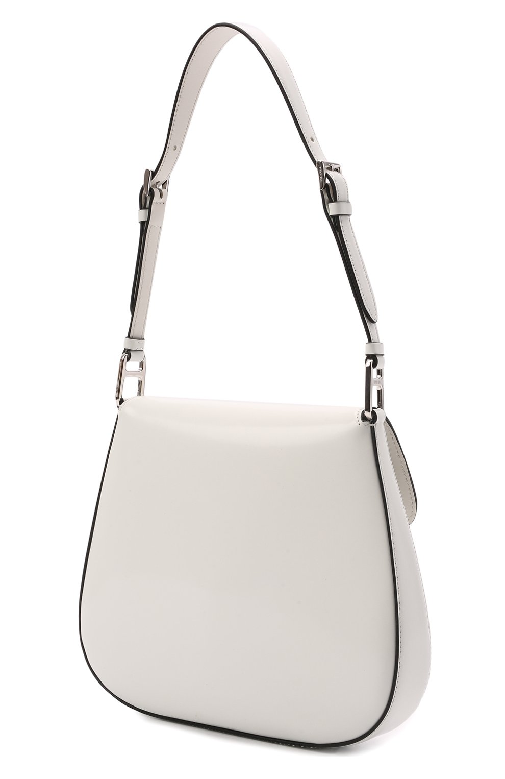 Женская сумка cleo PRADA молочного цвета, арт. 1BD303-ZO6-F0PG7-HOO | Фото 4 (Сумки-технические: Сумки через плечо; Материал: Натуральная кожа; Ремень/цепочка: На ремешке; Размер: small)
