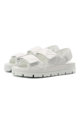 Женские кожаные сандалии PRADA белого цвета по цене 75000 руб., арт. 1X721M-038-F0009-020 | Фото 1 Женские кожаные сандалии PRADA белого цвета, арт. 1X721M-038-F0009-020 | Фото 1