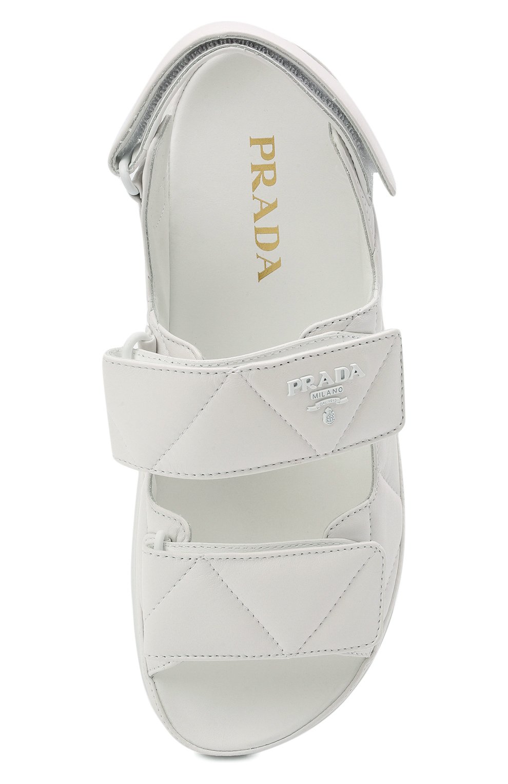Женские кожаные сандалии PRADA белого цвета, арт. 1X721M-038-F0009-020 | Фото 6 (Материал внешний: Кожа; Региональные ограничения белый список (Axapta Mercury): RU; Подошва: Массивная)