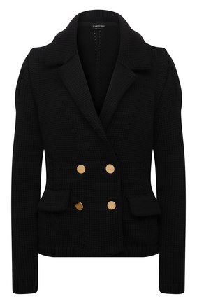 Женский жакет TOM FORD черного цвета по цене 121000 руб., арт. GIK033-YAX314 | Фото 1 Женский жакет TOM FORD черного цвета, арт. GIK033-YAX314 | Фото 1 (Материал внешний: Вискоза, Синтетический материал; Рукава: Длинные; Длина (для топов): Стандартные; Женское Кросс-КТ: Жакет-одежда; Стили: Кэжуэл; 1-2-бортные: Двубортные; Случай: Повседневный)