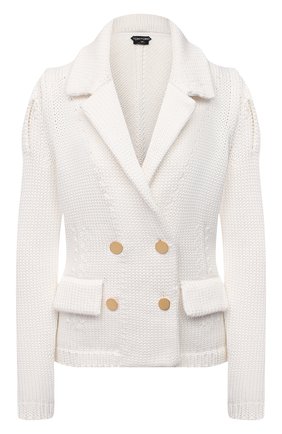 Женский жакет TOM FORD белого цвета по цене 121000 руб., арт. GIK033-YAX314 | Фото 1 Женский жакет TOM FORD белого цвета, арт. GIK033-YAX314 | Фото 1 (Длина (для топов): Стандартные; Материал внешний: Вискоза, Синтетический материал; Рукава: Длинные; Женское Кросс-КТ: Жакет-одежда; Стили: Кэжуэл; 1-2-бортные: Двубортные; Случай: Повседневный)