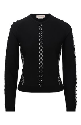 Женский пуловер ALEXANDER MCQUEEN черно-белого цвета по цене 104000 руб., арт. 679408/Q1AW7 | Фото 1 Женский пуловер ALEXANDER MCQUEEN черно-белого цвета, арт. 679408/Q1AW7 | Фото 1 (Рукава: Длинные; Материал внешний: Вискоза; Длина (для топов): Стандартные; Женское Кросс-КТ: Пуловер-одежда; Стили: Романтичный)