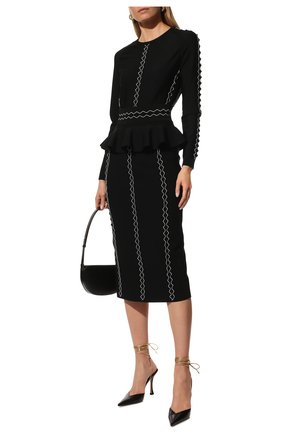 Женская юбка ALEXANDER MCQUEEN черного цвета по цене 113500 руб., арт. 679406/Q1AW5 | Фото 2 Женская юбка ALEXANDER MCQUEEN черного цвета, арт. 679406/Q1AW5 | Фото 2 (Длина Ж (юбки, платья, шорты): Миди; Материал внешний: Вискоза; Женское Кросс-КТ: Юбка-одежда; Стили: Романтичный)