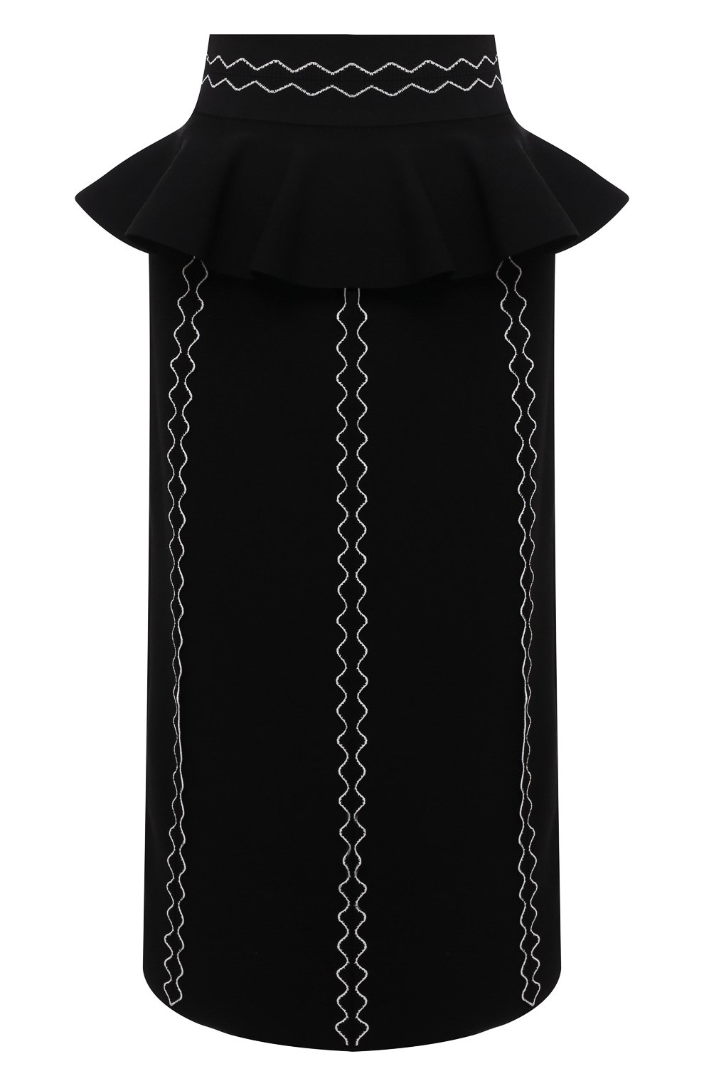 Женская юбка ALEXANDER MCQUEEN черного цвета, арт. 679406/Q1AW5 | Фото 1 (Женское Кросс-КТ: Юбка-одежда; Длина Ж (юбки, платья, шорты): Миди; Материал внешний: Вискоза; Одежда: Одежда; Стили: Романтичный)