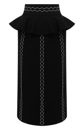 Женская юбка ALEXANDER MCQUEEN черного цвета, арт. 679406/Q1AW5 | Фото 1 (Женское Кросс-КТ: Юбка-одежда; Длина Ж (юбки, платья, шорты): Миди; Материал внешний: Вискоза; Стили: Романтичный)