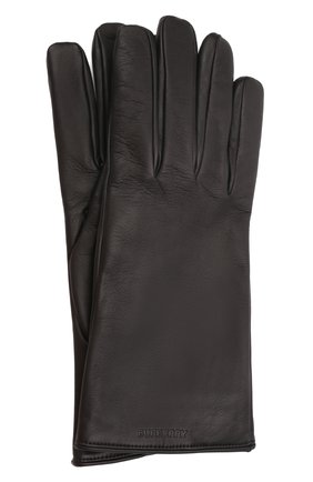 Мужские кожаные перчатки BURBERRY черного цвета, арт. 8046011 | Фото 1 (Мужское Кросс-КТ: Кожа и замша; Материал: Натуральная кожа)