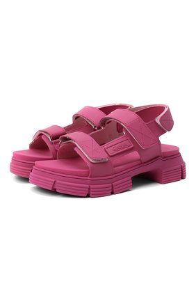 Женские резиновые сандалии GANNI розового цвета, арт. S1554 | Фото 1 (Подошва: Платформа; Каблук высота: Низкий; Материал внутренний: Текстиль; Материал внешний: Резина)