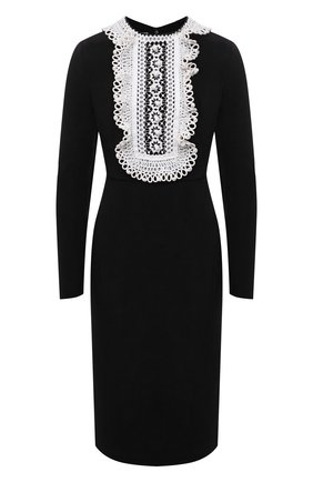 Женское платье из шерсти и шелка VALENTINO черного цвета по цене 337000 руб., арт. WB0VAXC76BS | Фото 1 Женское платье из шерсти и шелка VALENTINO черного цвета, арт. WB0VAXC76BS | Фото 1 (Длина Ж (юбки, платья, шорты): До колена; Рукава: Длинные; Материал подклада: Вискоза; Материал внешний: Шерсть; Стили: Гламурный; Случай: Формальный; Женское Кросс-КТ: Платье-одежда)
