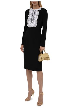Женское платье из шерсти и шелка VALENTINO черного цвета по цене 337000 руб., арт. WB0VAXC76BS | Фото 2 Женское платье из шерсти и шелка VALENTINO черного цвета, арт. WB0VAXC76BS | Фото 2 (Длина Ж (юбки, платья, шорты): До колена; Рукава: Длинные; Материал подклада: Вискоза; Материал внешний: Шерсть; Стили: Гламурный; Случай: Формальный; Женское Кросс-КТ: Платье-одежда)
