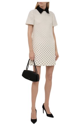 Женское платье из шерсти и шелка VALENTINO кремвого цвета по цене 279500 руб., арт. WB0VAXE16Q4 | Фото 2 Женское платье из шерсти и шелка VALENTINO кремвого цвета, арт. WB0VAXE16Q4 | Фото 2 (Материал внешний: Шерсть, Шелк; Длина Ж (юбки, платья, шорты): Мини; Материал подклада: Вискоза; Рукава: Короткие; Стили: Романтичный; Случай: Повседневный; Женское Кросс-КТ: Платье-одежда)