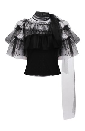 Женский топ REDVALENTINO черного цвета по цене 39950 руб., арт. WR0AB04J/669 | Фото 1 Женский топ REDVALENTINO черного цвета, арт. WR0AB04J/669 | Фото 1 (Длина (для топов): Стандартные; Материал подклада: Синтетический материал; Материал внешний: Синтетический материал; Стили: Гламурный; Кросс-КТ: с рукавом; Рукава: Короткие)