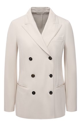 Женский хлопковый жакет BRUNELLO CUCINELLI белого цвета по цене 229500 руб., арт. M0R242059 | Фото 1 Женский хлопковый жакет BRUNELLO CUCINELLI белого цвета, арт. M0R242059 | Фото 1 (Длина (для топов): Стандартные; Материал внешний: Хлопок; Рукава: Длинные; Стили: Кэжуэл; Случай: Повседневный; 1-2-бортные: Двубортные)