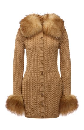 Женский кардиган с отделкой из меха лисицы SAINT LAURENT бежевого цвета по цене 257500 руб., арт. 663425/Y75DJ | Фото 1 Женский кардиган с отделкой из меха лисицы SAINT LAURENT бежевого цвета, арт. 663425/Y75DJ | Фото 1 (Рукава: Длинные; Материал внешний: Шерсть; Стили: Спорт-шик; Кросс-КТ: Куртка; Длина (для топов): Удлиненные; Женское Кросс-КТ: кардиган-трикотаж)