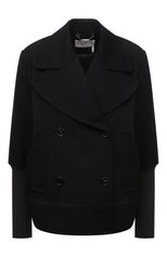 Женское шерстяное пальто CHLOÉ черного цвета, арт. CHC21AMA04070 | Фото 1 (Материал внешний: Шерсть; Рукава: Длинные; Стили: Гламурный; Длина (верхняя одежда): Короткие; Материал подклада: Вискоза; 1-2-бортные: Двубортные)