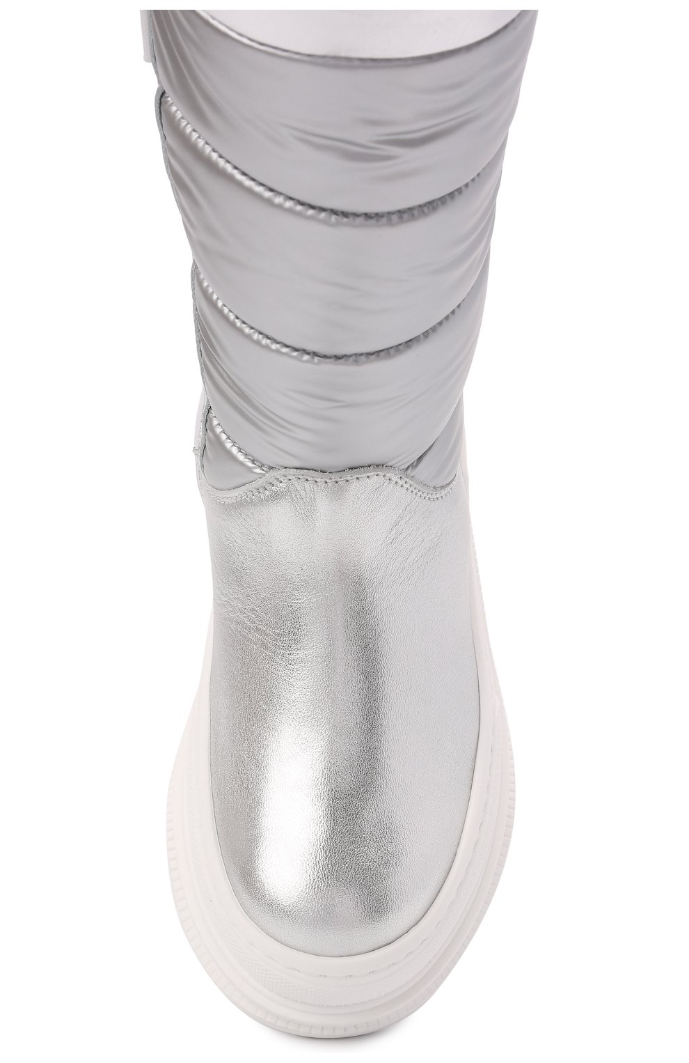 Детские кожаные сапоги MISSOURI серебряного цвета, арт. 92013/31-34 | Фото 4 (Материал внешний: Текстиль, Кожа; Материал утеплителя: Натуральный мех)