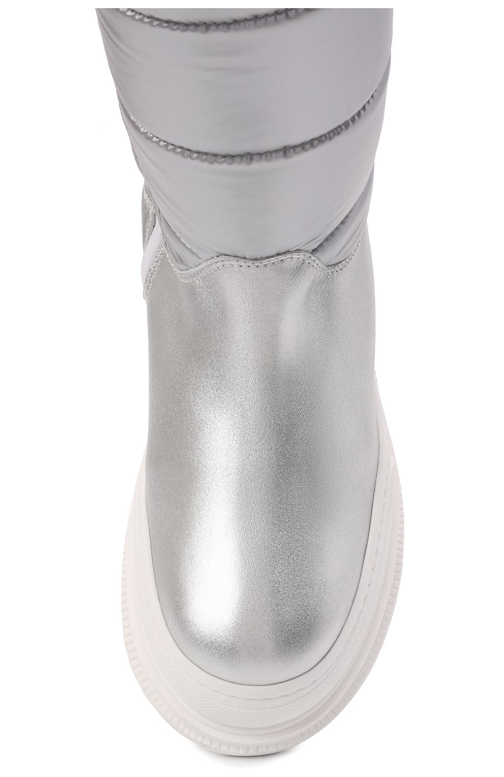 Детские кожаные сапоги MISSOURI серебряного цвета, арт. 92013/35-41 | Фото 4 (Материал внешний: Текстиль, Кожа; Материал утеплителя: Натуральный мех)