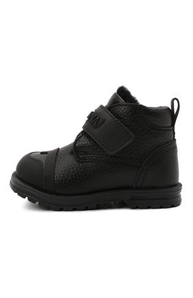 Детские кожаные ботинки DOLCE & GABBANA черного цвета, арт. DL0067/AQ493 | Фото 2 (Материал утеплителя: Натуральный мех; Материал внешний: Кожа)