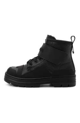 Детские кожаные ботинки DOLCE & GABBANA черного цвета, арт. DA5035/AQ493/24-28 | Фото 2 (Материал утеплителя: Натуральный мех; Материал внешний: Кожа)