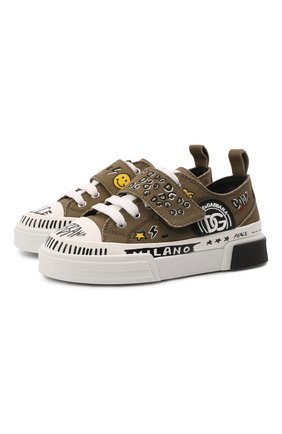 Детские кеды DOLCE & GABBANA хаки цвета по цене 29950 руб., арт. DA5010/A0992/29-36 | Фото 1 Детские кеды DOLCE & GABBANA хаки цвета, арт. DA5010/A0992/29-36 | Фото 1 (Материал внутренний: Натуральная кожа; Материал внешний: Текстиль; Кросс-КТ: велькро)