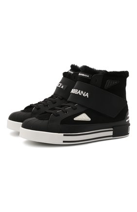 Детские высокие кожаные кеды DOLCE & GABBANA черного цвета по цене 35150 руб., арт. DA0980/A0527/29-36 | Фото 1 Детские высокие кожаные кеды DOLCE & GABBANA черного цвета, арт. DA0980/A0527/29-36 | Фото 1 (Материал утеплителя: Натуральный мех; Материал внешний: Кожа)