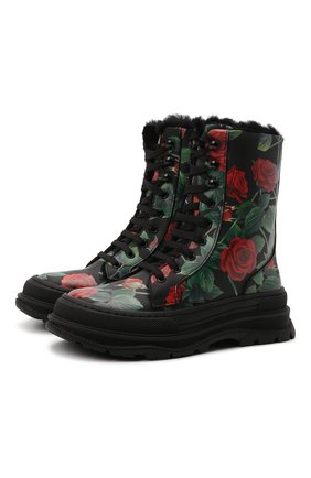 Детские кожаные ботинки DOLCE & GABBANA разноцветного цвета по цене 39950 руб., арт. D11057/AQ415/29-36 | Фото 1 Детские кожаные ботинки DOLCE & GABBANA разноцветного цвета, арт. D11057/AQ415/29-36 | Фото 1 (Материал утеплителя: Натуральный мех)