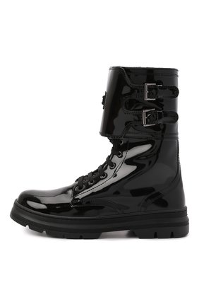Детские кожаные ботинки DOLCE & GABBANA черного цвета, арт. D11014/A0554/37-39 | Фото 2 (Материал утеплителя: Натуральный мех; Материал внешний: Кожа)