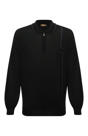 Мужское поло из кашемира и шелка ZILLI черного цвета по цене 129000 руб., арт. MBW-PZ042-LETT1/ML01/66-68 | Фото 1 Мужское поло из кашемира и шелка ZILLI черного цвета, арт. MBW-PZ042-LETT1/ML01/66-68 | Фото 1 (Материал внешний: Шелк, Кашемир, Шерсть; Длина (для топов): Удлиненные; Рукава: Длинные; Застежка: Молния; Кросс-КТ: Трикотаж; Стили: Кэжуэл)