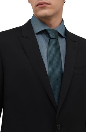 Мужской шелковый галстук LANVIN бирюзового цвета по цене 11150 руб., арт. 3503/TIE | Фото 2 Мужской шелковый галстук LANVIN бирюзового цвета, арт. 3503/TIE | Фото 2 (Материал: Текстиль, Шелк; Принт: С принтом)