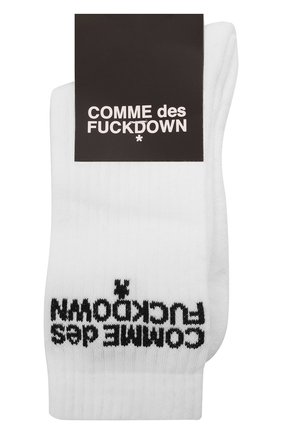 Мужские хлопковые носки COMME DES FUCKDOWN белого цвета, арт. CDFA575 | Фото 1 (Материал внешний: Хлопок; Кросс-КТ: бельё)