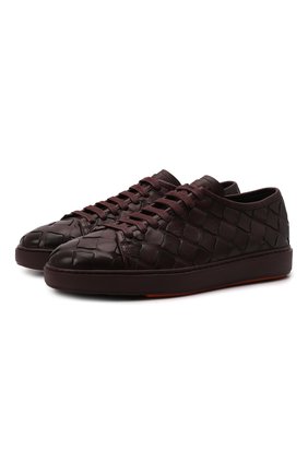 Мужские кожаные кеды SANTONI бордового цвета по цене 69950 руб., арт. MBCD21546B0ARESLQ67 | Фото 1 Мужские кожаные кеды SANTONI бордового цвета, арт. MBCD21546B0ARESLQ67 | Фото 1 (Материал внутренний: Натуральная кожа; Подошва: Массивная; Материал внешний: Кожа; Материал утеплителя: Без утеплителя; Стили: Классический; Длина стельки: 27,6, 28,5, 28,9, 24,7, 25,1, 25,5, 25,9, 26,4, 26,8, 27,2, 28)