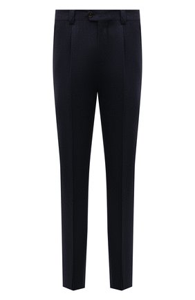 Мужские шерстяные брюки BRUNELLO CUCINELLI темно-синего цвета, арт. M038PE1450 | Фото 1 (Материал внешний: Шерсть; Случай: Формальный; Длина (брюки, джинсы): Стандартные)