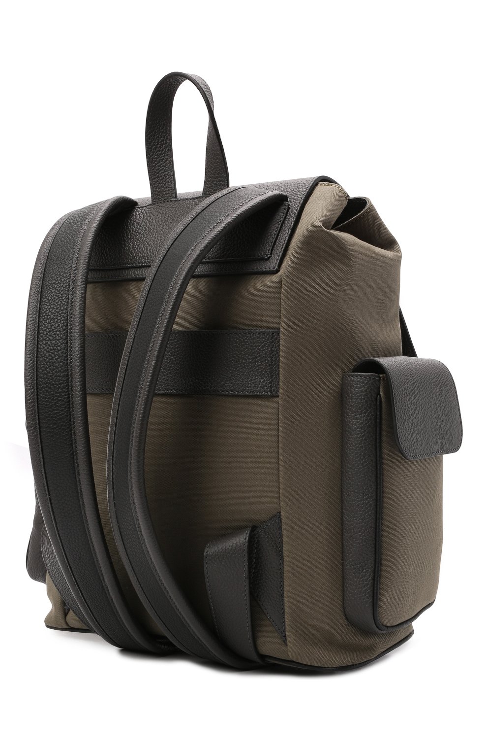 Мужской комбинированный рюкзак cachemire SERAPIAN хаки цвета, арт. SRCANMLL707329B | Фото 3 (Сумки: Сумки; Материал: Натуральная кожа, Текстиль; Размер: large)