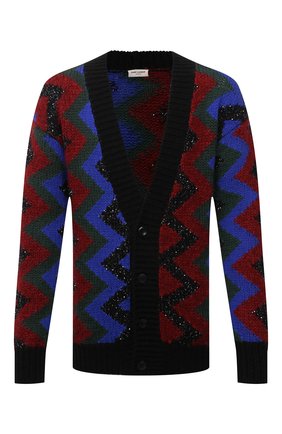 Мужской шерстяной кардиган SAINT LAURENT разноцветного цвета по цене 104500 руб., арт. 663352/Y75BT | Фото 1 Мужской шерстяной кардиган SAINT LAURENT разноцветного цвета, арт. 663352/Y75BT | Фото 1 (Длина (для топов): Удлиненные; Рукава: Длинные; Материал внешний: Шерсть; Мужское Кросс-КТ: Кардиган-одежда; Стили: Бохо)