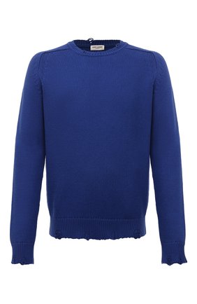 Мужской хлопковый свитер SAINT LAURENT синего цвета по цене 62450 руб., арт. 604798/YAL02 | Фото 1 Мужской хлопковый свитер SAINT LAURENT синего цвета, арт. 604798/YAL02 | Фото 1 (Материал внешний: Хлопок; Мужское Кросс-КТ: Свитер-одежда; Рукава: Длинные; Длина (для топов): Стандартные; Стили: Кэжуэл; Принт: Без принта)