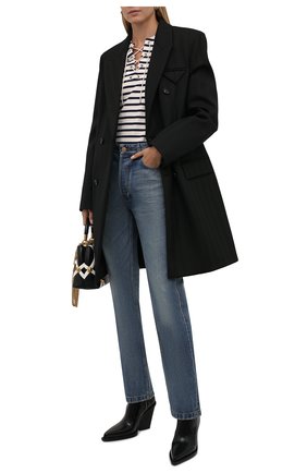 Женский хлопковый пуловер SAINT LAURENT кремвого цвета по цене 66250 руб., арт. 662755/Y36GH | Фото 2 Женский хлопковый пуловер SAINT LAURENT кремвого цвета, арт. 662755/Y36GH | Фото 2 (Материал внешний: Хлопок; Длина (для топов): Стандартные; Рукава: Длинные; Стили: Кэжуэл; Женское Кросс-КТ: Пуловер-одежда)