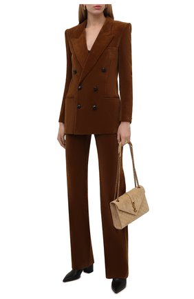 Женские вельветовые брюки SAINT LAURENT коричневого цвета по цене 89950 руб., арт. 661321/Y107T | Фото 2 Женские вельветовые брюки SAINT LAURENT коричневого цвета, арт. 661321/Y107T | Фото 2 (Длина (брюки, джинсы): Удлиненные; Материал внешний: Хлопок; Стили: Гламурный; Силуэт Ж (брюки и джинсы): Расклешенные)