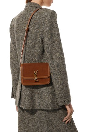 Женская сумка solferino ysl lock small SAINT LAURENT коричневого цвета по цене 161000 руб., арт. 634306/24M3W | Фото 2 Женская сумка solferino ysl lock small SAINT LAURENT коричневого цвета, арт. 634306/24M3W | Фото 2 (Размер: small; Материал: Текстиль; Сумки-технические: Сумки через плечо)