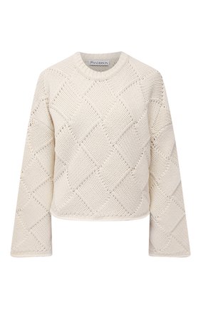 Женский свитер JW ANDERSON кремвого цвета по цене 55200 руб., арт. KW0353 YN0059 | Фото 1 Женский свитер JW ANDERSON кремвого цвета, арт. KW0353 YN0059 | Фото 1 (Материал внешний: Шерсть, Синтетический материал; Стили: Спорт-шик; Женское Кросс-КТ: Свитер-одежда; Длина (для топов): Стандартные; Рукава: Длинные)