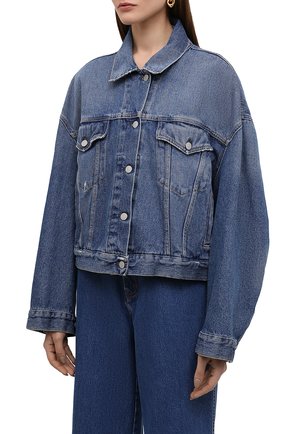 Женская джинсовая куртка ACNE STUDIOS голубого цвета, арт. A90390 | Фото 3 (Кросс-КТ: Куртка, Деним; Рукава: Длинные; Материал внешний: Хлопок, Деним; Длина (верхняя одежда): Короткие; Стили: Кэжуэл)