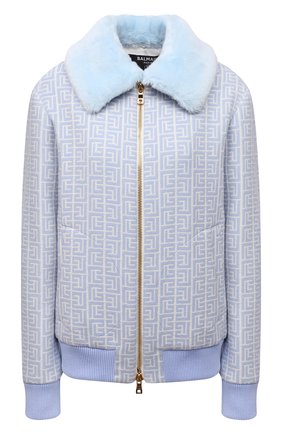 Женская шерстяная куртка BALMAIN светло-голубого цвета по цене 240500 руб., арт. WF1TH020/W134 | Фото 1 Женская шерстяная куртка BALMAIN светло-голубого цвета, арт. WF1TH020/W134 | Фото 1 (Материал внешний: Шерсть; Длина (верхняя одежда): Короткие; Рукава: Длинные; Материал подклада: Вискоза; Стили: Спорт-шик; Кросс-КТ: Куртка)