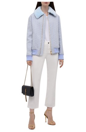 Женская шерстяная куртка BALMAIN светло-голубого цвета по цене 240500 руб., арт. WF1TH020/W134 | Фото 2 Женская шерстяная куртка BALMAIN светло-голубого цвета, арт. WF1TH020/W134 | Фото 2 (Материал внешний: Шерсть; Длина (верхняя одежда): Короткие; Рукава: Длинные; Материал подклада: Вискоза; Стили: Спорт-шик; Кросс-КТ: Куртка)