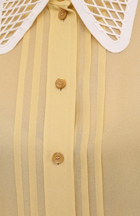 Женская блузка из вискозы CHLOÉ желтого цвета, арт. CHC21AHT51003 | Фото 5 (Рукава: Длинные; Принт: Без принта; Длина (для топов): Стандартные; Материал внешний: Вискоза; Стили: Романтичный; Материал подклада: Шелк; Женское Кросс-КТ: Блуза-одежда)