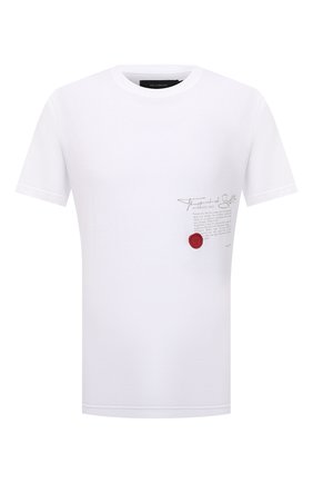 Мужская хлопковая футболка TEE LIBRARY белого цвета по цене 5875 руб., арт. TFK-TS-36 | Фото 1 Мужская хлопковая футболка TEE LIBRARY белого цвета, арт. TFK-TS-36 | Фото 1 (Материал внешний: Хлопок; Рукава: Короткие; Длина (для топов): Стандартные; Принт: С принтом; Стили: Гранж)