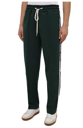 Мужские брюки DOMREBEL зеленого цвета, арт. MPLEATED/TRACK PANTS | Фото 3 (Длина (брюки, джинсы): Стандартные; Случай: Повседневный; Материал внешний: Синтетический материал; Стили: Спорт-шик)