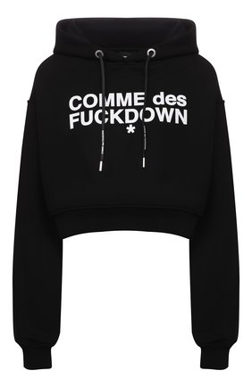 Женский хлопковое худи COMME DES FUCKDOWN черного цвета по цене 10350 руб., арт. CDFD1529 | Фото 1 Женский хлопковое худи COMME DES FUCKDOWN черного цвета, арт. CDFD1529 | Фото 1 (Длина (для топов): Укороченные; Материал внешний: Хлопок; Рукава: Длинные; Стили: Спорт-шик; Женское Кросс-КТ: Худи-одежда, Худи-спорт)