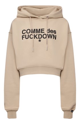 Женский хлопковое худи COMME DES FUCKDOWN бежевого цвета по цене 10350 руб., арт. CDFD1529 | Фото 1 Женский хлопковое худи COMME DES FUCKDOWN бежевого цвета, арт. CDFD1529 | Фото 1 (Длина (для топов): Укороченные; Рукава: Длинные; Материал внешний: Хлопок; Стили: Спорт-шик; Женское Кросс-КТ: Худи-одежда, Худи-спорт)